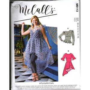 McCall's M8113 Misses 8 to 16 Peplum Tops Uncut Sewing Pattern New